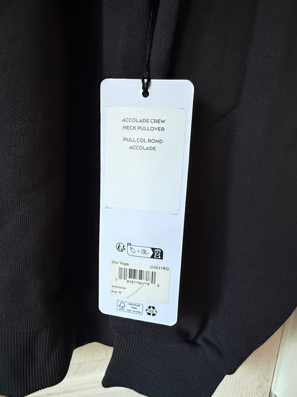 Alo Yoga Accolade Crew Neck Pullover Anthracite Grey size medium NWT - Picture 4 of 7